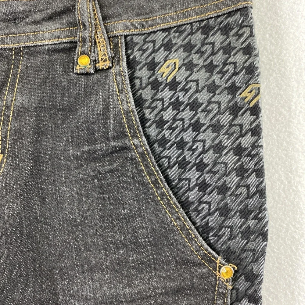 G Unit Company Denim Shorts Junior 11 Dark Wash Gold Rhinestones Flap‎ Pockets